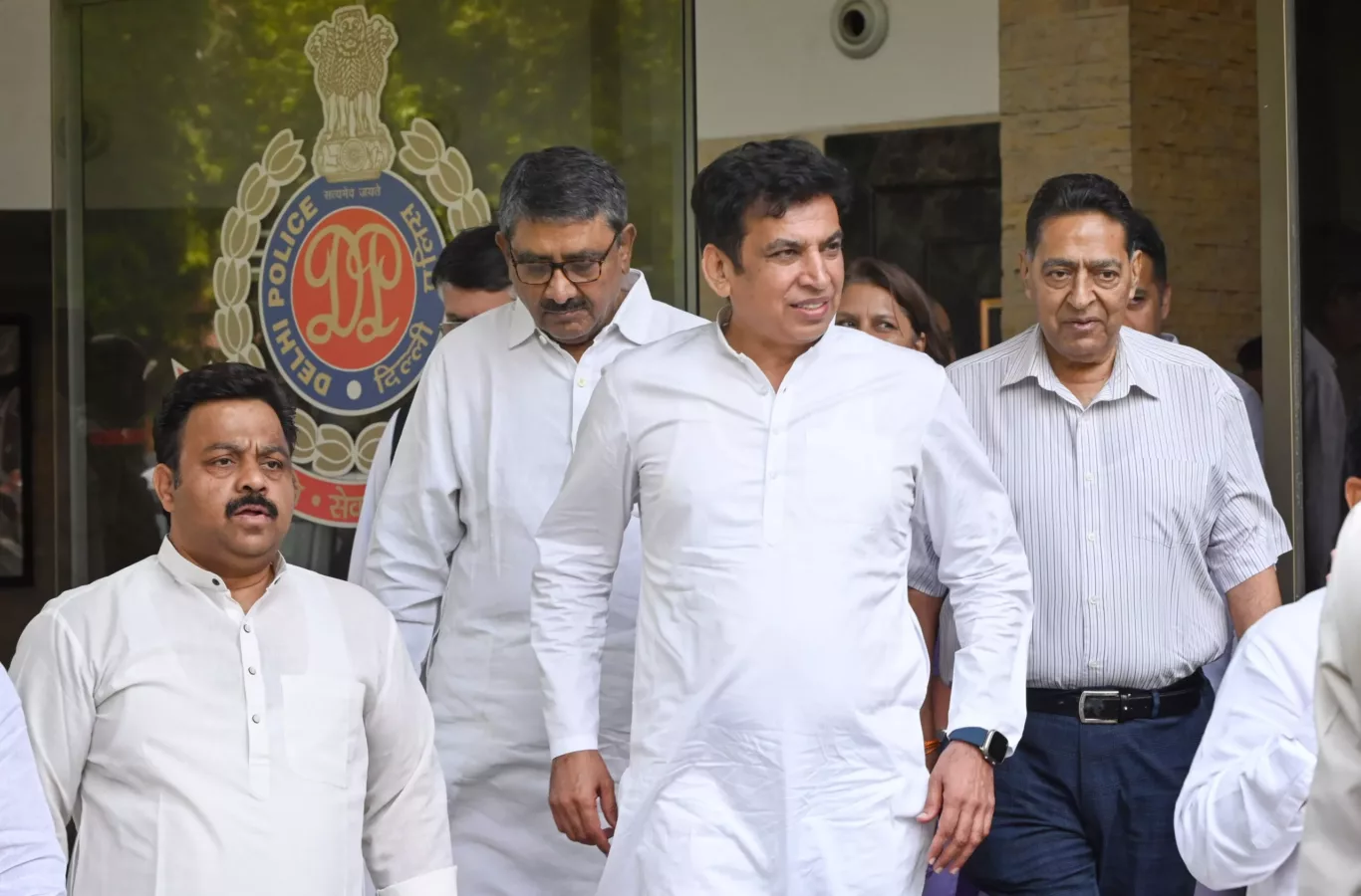 A delegation from the Congress party, led by Devendra Yadav, met with Delhi Police Commissioner to address the issue of edited and fake videos circulating on social media handles amid ongoing Lok Sabha elections at Delhi Police HQ on 6 May 2024 in New Delhi, India. (Photo: Arvind Yadav/Hindustan Times/Sipa USA)