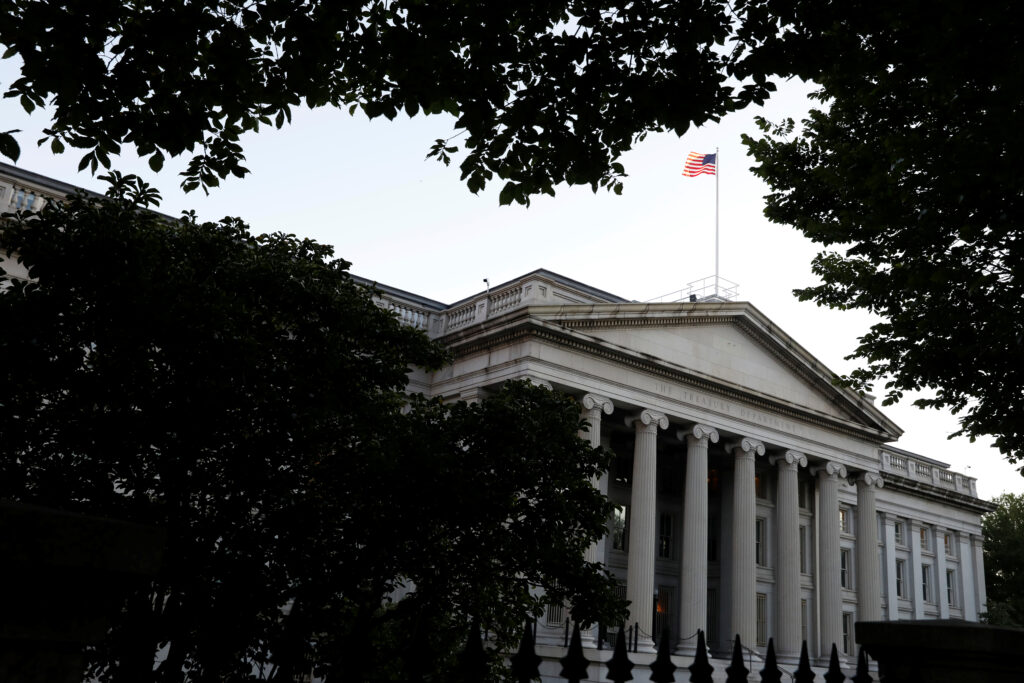 The United States Department of the Treasury is seen in Washington DC, United States, 30 August 2020 (Photo: Reuters/Andrew Kelly).