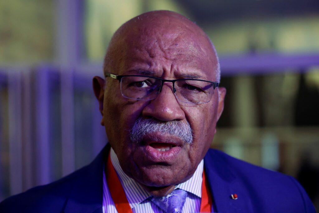 Fiji's Prime Minister Sitiveni Rabuka attends a meeting of foreign ministers from the European Union, Indo-Pacific and ASEAN countries, in Brussels, Belgium, 2 February 2024 (Photo: Reuters/Johanna Geron).
