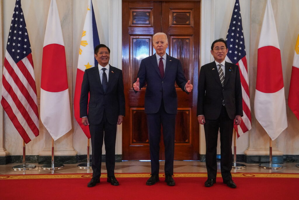 US President Joe Biden hosts Philippine President Ferdinand Marcos Jr. and Japan Prime Minister Fumio Kishida for a trilateral summit at the White House, in Washington, United States, 11 April 2024. (Photo: Reuters/Kevin Lamarque)