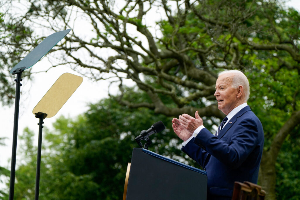 US President Joe Biden speaks during an event regarding new tariffs targeting various Chinese exports including electric vehicles, solar equipment, and medical supplies, at the White House in Washington, US, 14 May 2024 (Photo: Reuters/Elizabeth Frantz).