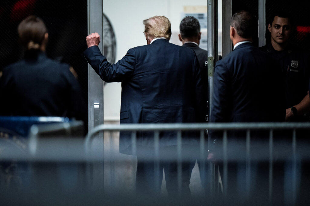 Former President Donald Trump gestures on the day the jury deliberates in the hush money trial filed against him, in New York City, US, 29 May 2024 (Photo: Reuters/Jabin Botsford/Pool).