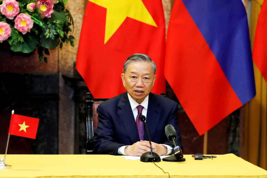 Vietnamese President To Lam attends a Press briefing with Russian President Vladimir Putin (not pictured), at the Presidential Palace in Hanoi, Vietnam, 20 June 2024 (Photo: MINH HOANG/Pool via REUTERS)